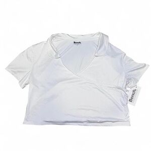 NWT Bench Studio Collection women's white v-neck wrap polo crop top Size XL/XXL